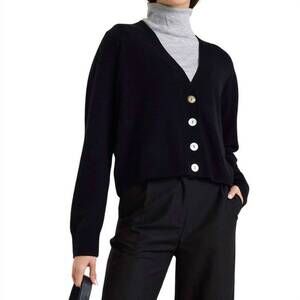 NEW BRODIE CASHMERE alani v-neck cardigan in black